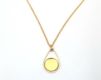 3 pcs. 304 Stainless Steel Golden Chain Necklaces - 20" (50.8cm) - 12mm Bezel - Teardrop style