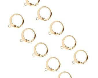 10 pcs (5 pairs) 304 Stainless Steel Leverback Earrings - 14mm x 12mm - Golden - Hypoallergenic! Tarnish Resistant!