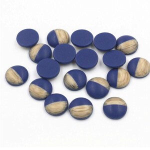 10 cabochon decorativi in resina druzy e legno - blu - 12 mm - cerchio a cupola