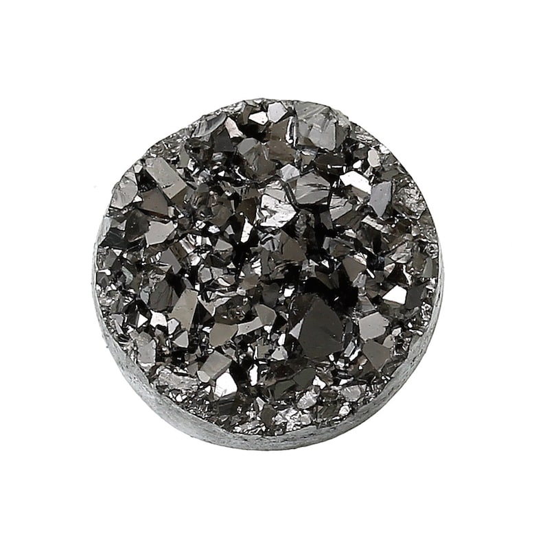 Druzy Resin Embellishment Cabochons Gunmetal 10mm 10 pcs