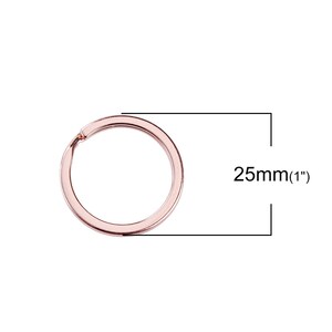 10 pcs. Rose Gold Plated Split Rings Key Rings - 25mm (1 inch) - 2.4mm Thick