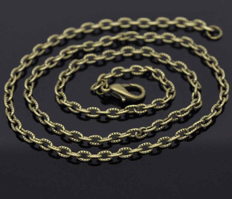 12 pcs. Antique Bronze Textured Chain Link Necklaces 24 Etsy