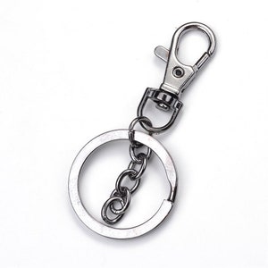 10 pcs. Gunmetal Lobster Swivel Clasp and Key Ring - 73mm (2.87 inch) - Claw Clasps