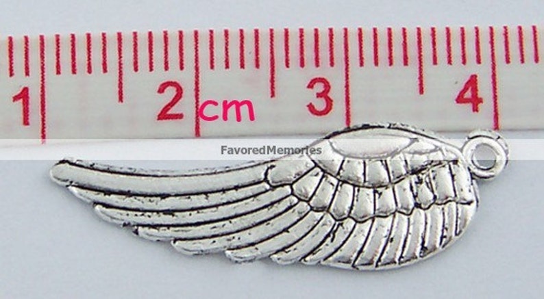 10mm x 30mm 40 pcs LARGE Tibetan Antique Silver Wings Charms