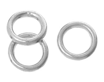 100 pcs Silver Tone Soldered Closed Jump Rings - 6mm - 18 Gauge (1.2mm Thick)