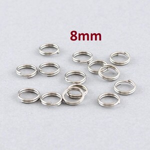 ダブルリング100個入り - 304ステンレススチール製シルバートーンスプリットジャンプリング - 8mm - 変色防止！厚さ：1.4mm