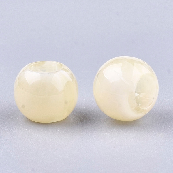 75 pcs Cream Smooth Gemstone Style Acrylic Ball Spacer Beads - 12mm - Large Hole: 5.5mm - Fits European Cords and Paracord!