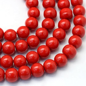 4mm Candy Red Glasperle Imitat Runde Perlen - 32 Inch Strang - Lochgröße: 1mm - ca. 210 Stk.