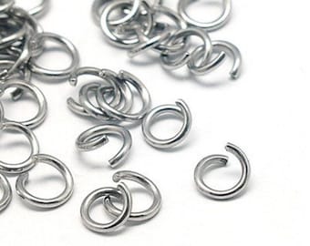 100 pcs 304 Stainless Steel Open Jump Rings 6mm - 22 Gauge (0.6mm Thick) - High Quality