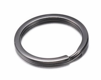 5 pcs. 304 Stainless Steel Gunmetal Split Rings Key Rings - 25mm (1 inch) - Hypoallergenic! Tarnish Resistant! - 2mm Thick