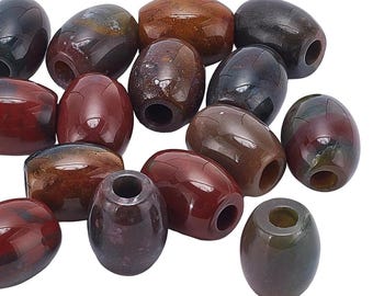 3 pcs Indian Agate Smooth Gemstone Natural Stone Barrel Spacer Beads - 16mm x 12mm - Large Hole: 4.5mm - Fits European Cords and Paracord!