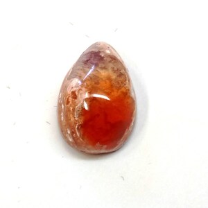 1 pc. Cabochon in autentico opale di fuoco messicano - Lacrima - OOAK - Da utilizzare con bails e su cuscinetti piatti! - R - Prodotto in Messico - 15 mm