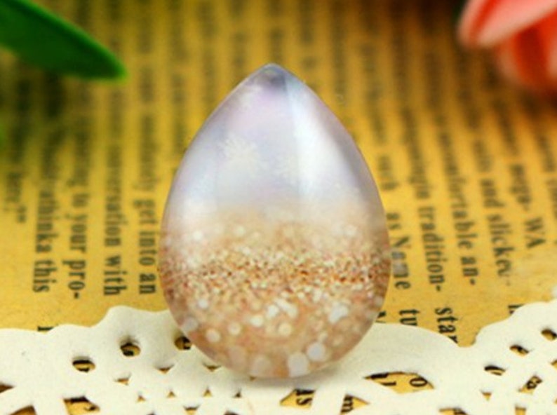 25mm x 18mm 1 x 0.7 Lot of 10 Teardrop Clear Glass Dome Seals Tiles Cabochons Drop - Sand
