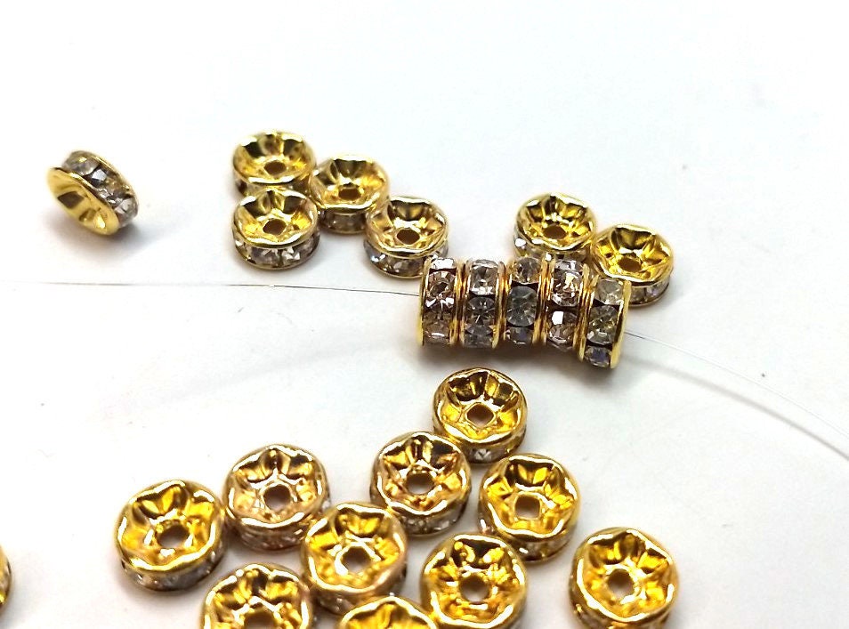8mm Gold Rondelle Spacer Beads [Set of 20]