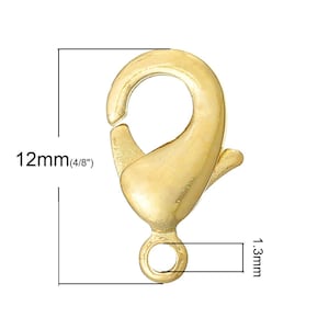 10 pcs. 18K Gold Plated Lobster Clasps - 12mm X 7mm - Claw Clasps