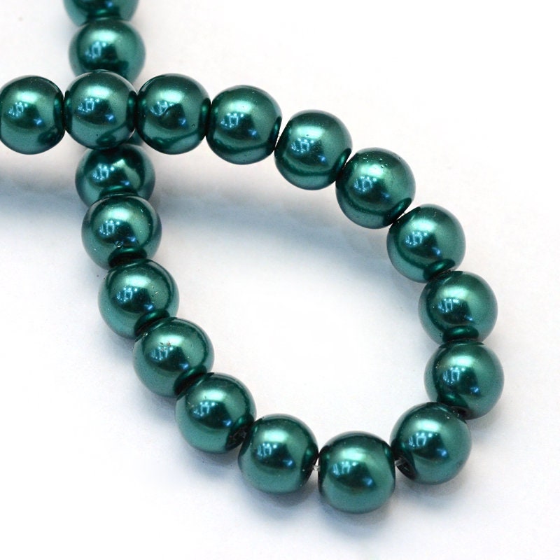 12mm Dark Green Blue Glass Pearl Imitation Round Beads 16 - Etsy