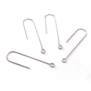 20 pcs 304 Stainless Steel Earring Hooks - 37mm x 11mm - Hole: 1.7mm - Long Ear Wire Stick Bar - Silver - Parallel Loop