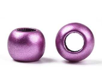 100 pcs Orchid Purple Matte Acrylic Smooth Ball Spacer Beads - 10mm - Large Hole: 4.8mm - Fits European Cords and Paracord!