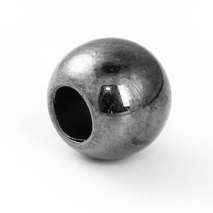 100 pcs Gunmetal Smooth Ball Spacer Beads - 10mm - Large Hole: 4.7mm - Fits European Cords and Paracord!