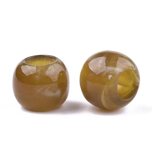 75 piezas de cuentas espaciadoras de bolas acrílicas de estilo piedra preciosa lisa de color marrón - 12 mm - Agujero grande: 5,5 mm - ¡Se adapta a cordones europeos y Paracord!