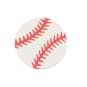 10 pcs. White and Red Baseball Ball Faux Leather Dangle Charms Pendants - Circle - Sports - 45mm (1.775") - Double-Sided