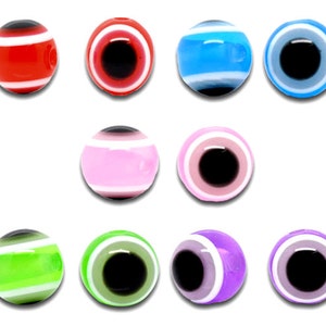 100 pcs Round Resin Evil Eye Striped Spacer Beads - 10mm - Assortment