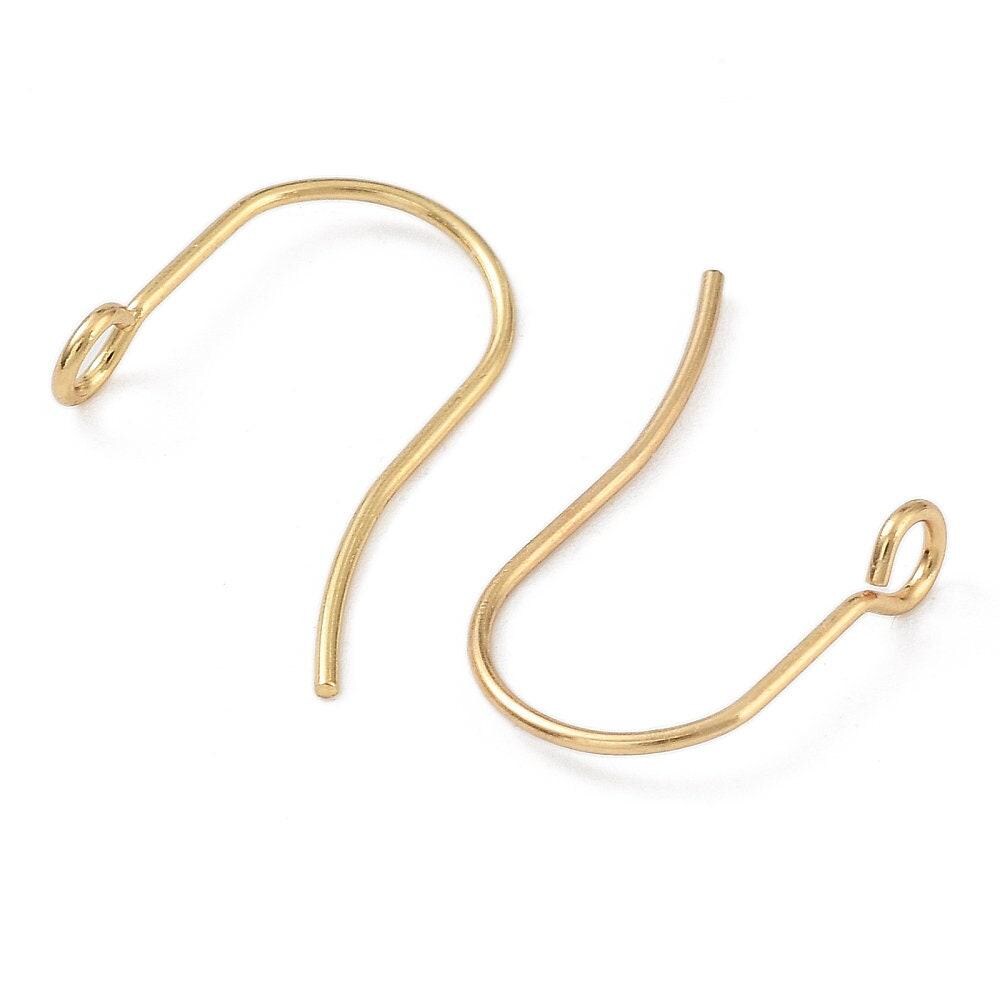Earring Hooks 14K Gold Real Hypoallergenic 100Pcs Ball Dot Ear