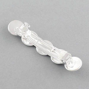 2 pcs Silver Plated French Hair Barrettes Hair Clips - 71mm x 14mm - 12mm Glue Pad - LARGE - 5 Bezels image 4