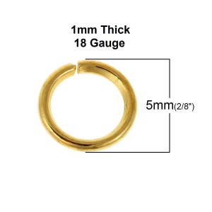 1000 pcs Gold Plated Open Jump Rings - 5mm - 18 Gauge (1mm Thick)