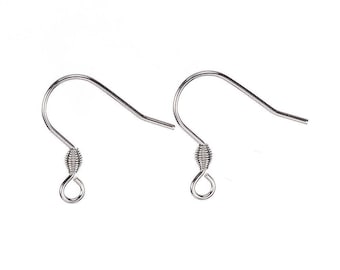 100 pcs 304 Stainless Steel Silver Tone Earring Hooks with Spring - 18mm x 17mm - Hole Size: 2mm - Tarnish Resistant!