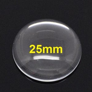 10 pcs. Circle Clear Round Glass Dome Seals Tiles - 25mm (1 in) - 5mm Thick