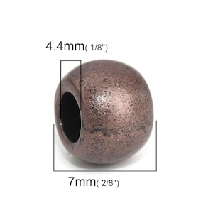 50 Stück antike Kupfer Metall Spacer Spacer Perlen - 10 mm - Großes Loch: 4.4 mm - Passt für europäische Schnüre und Paracord!