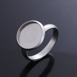 10 pcs. 304 Stainless Steel Cabochon Setting Bezel RING bases - Ring Size 7 US - Glue Pad 10mm - Hypoallergenic! Tarnish Resistant!