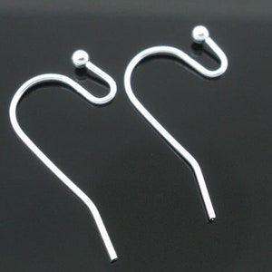 200 pcs Silver Plated Earring Wire Hooks with Ball 21x12mm 21mm x 12mm 21 Gauge Wire image 4