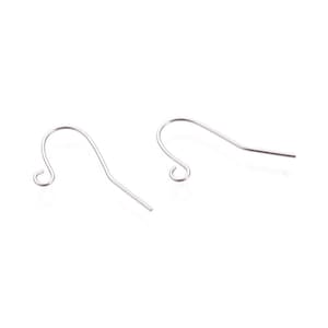 50 pcs 304 Stainless Steel Silver Tone Earring Hooks with Loop Hole - 19mm x 17mm - Hole Size: 2mm