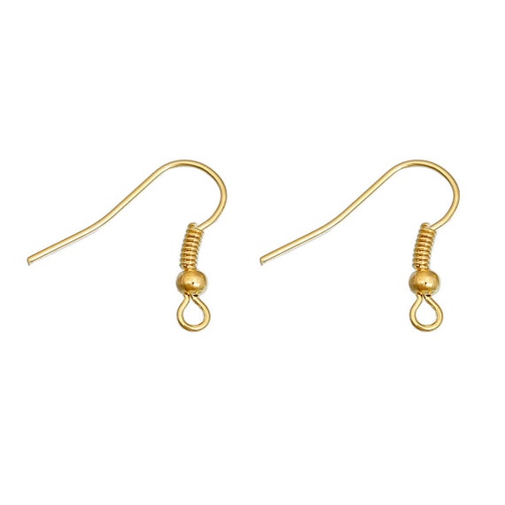 200 Pcs Gold Plated Earring Hooks With Spring and Ball 18mm X 19mm