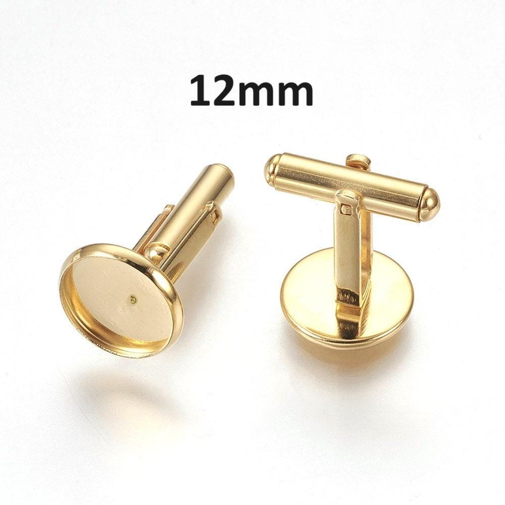 10 Gemelli Antichi Bronzo Con Cabochon Vuoti E Vetro – Fai Da Te, Diametro 14mm