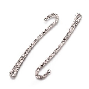 5 pcs. - Antique Silver Flower Metal Bookmark Hooks 124mm (4.9 in) - 12.4 cm - Hole Size: 1.5mm - BK-AS1