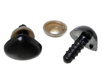 5 Sets (10 Stück) schwarze Sicherheitsnasen für die Puppen- und Spielzeugherstellung - 15 mm - Mit verstärktem Halt!