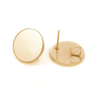 10 pcs. (5 pairs) 304 Stainless Steel Golden Earring Posts/Bases/Studs/Settings - 10mm Diameter - with Loop