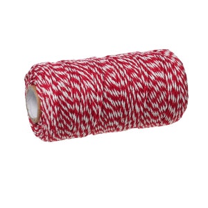 1 Roll - 100yards - 300ft - Red White Striped Sewing Threading Thread Cotton Cord - 1.5mm - Baker's Twine