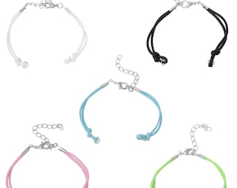 10 pcs. Assortment of Nylon String Cord Cord Bracelets - (14.3 cm) - 5.6" - Silver Tone Clasps, Jump Rings and Chain - Great for connectors!