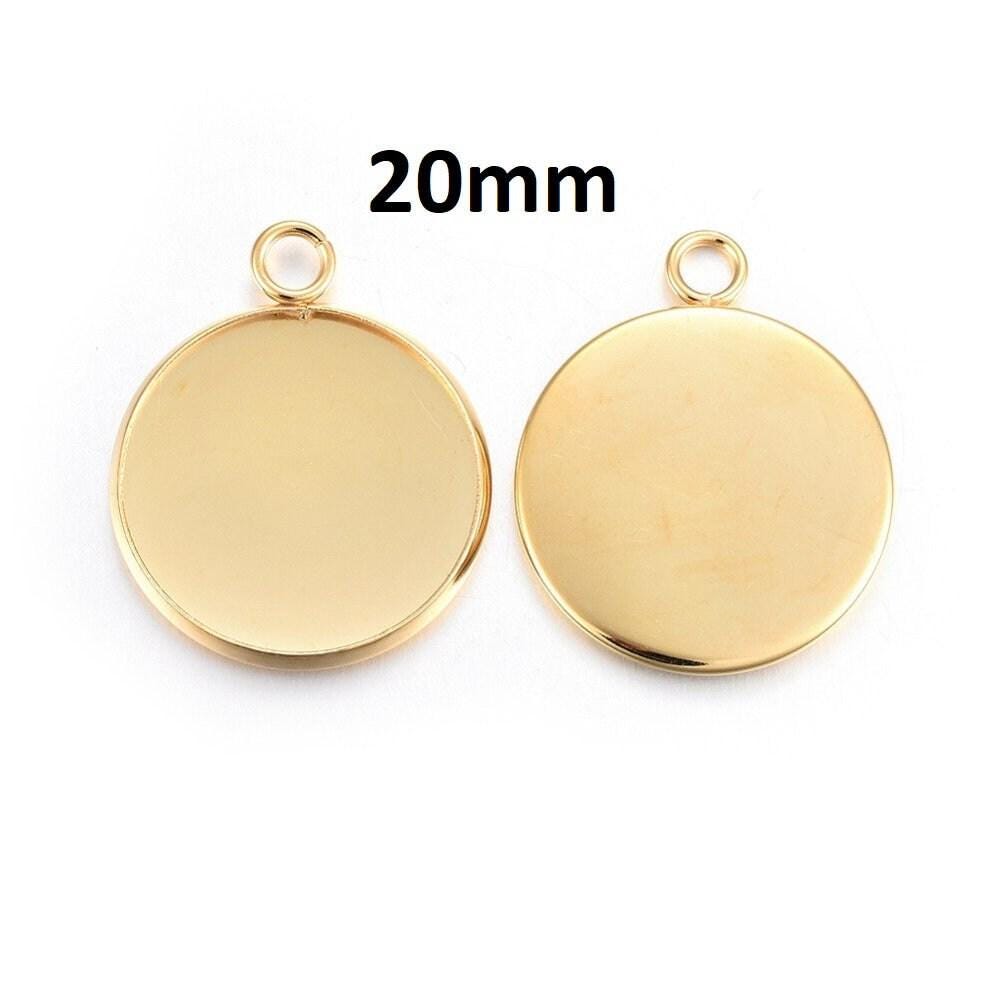 20 Cabochon Tondi 25mm In Acciaio Placcato Oro 24K - Montature Per Creazione Gioielli Fai Da Te - Foto 6