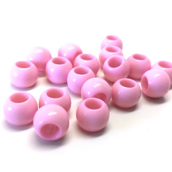 100 pcs Light Pink Smooth Ball Spacer Beads - 10mm - Large Hole: 4.7mm - Fits European Cords and Paracord!