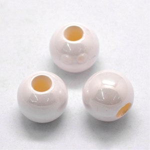 75 pcs Cream ABS Plastic Pearl Imitation Ball Spacer Beads - 12mm - Large Hole: 5mm - Fits European Cords and Paracord!
