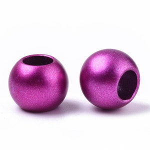 75 pcs Fuchsia Purple Matte Acrylic Smooth Ball Spacer Beads - 12mm - Large Hole: 6mm - Fits European Cords and Paracord!