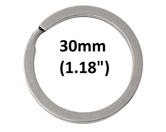 10 pcs. 304 Stainless Steel Silver Tone Split Rings Key Rings - 30mm (1.18 inch) - Hypoallergenic! Tarnish Resistant! - 2.3mm Thick