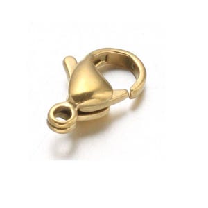 50 pcs. 304 Stainless Steel Lobster Clasps - 12mm x 8mm - Hypoallergenic! - Claw Clasps - Gold Plated