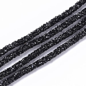 10 YDS - Black Rhinestone Glitter Tubing Rope Cord - 6mm Thick - 2mm Hole