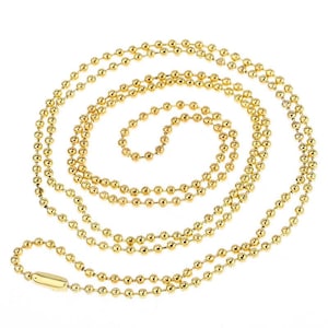 12 pcs. Gold Plated Ball Chain Necklaces - 80cm (31.5") - 2mm Ball Size